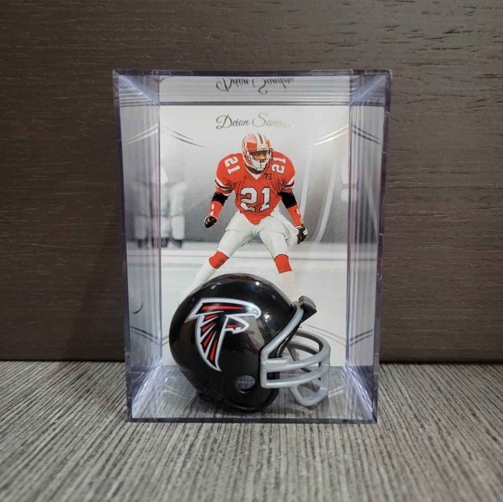 Deion Sanders Atlanta Falcons Mini Helmet Football Sports Box